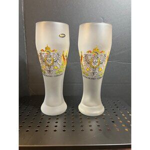 TWO! Old Germany Coat Of Arms Tall Lager Beer Glass